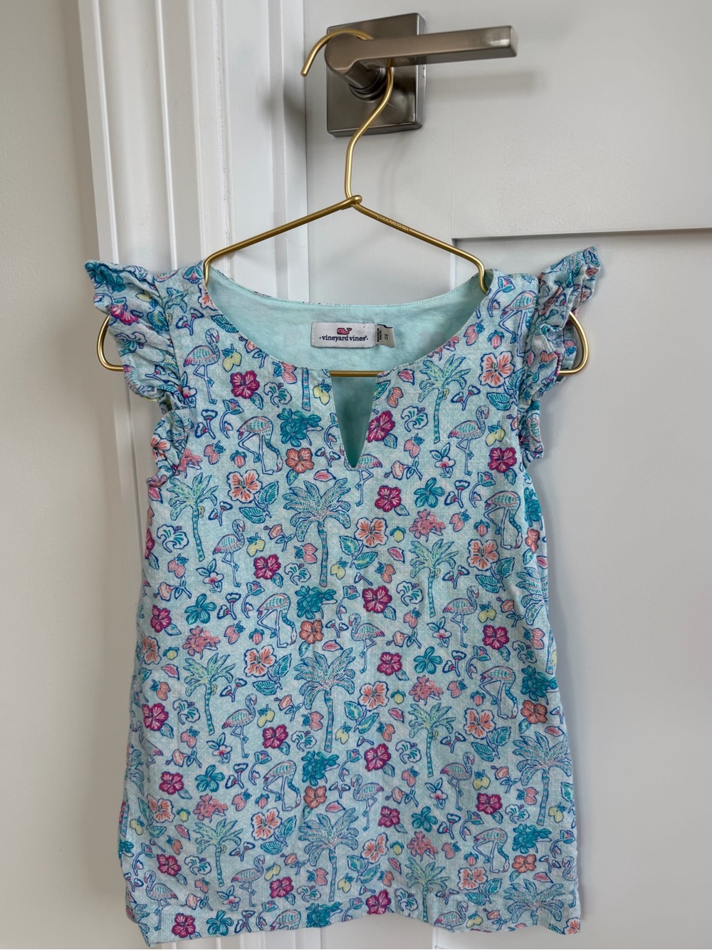 3T Vineyard Vines Toddler Girl Tropical Flamingo Blue Dress - LIKE NEW